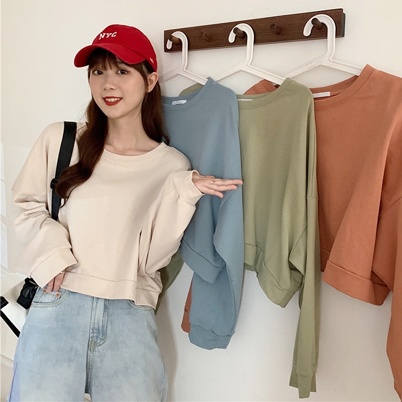 Solid short sweater women's 2021 spring and autumn new loose careful machine long sleeve top, Black
Solid short sweater women's 2021 spring and autumn new loose careful machine long sleeve top, Black