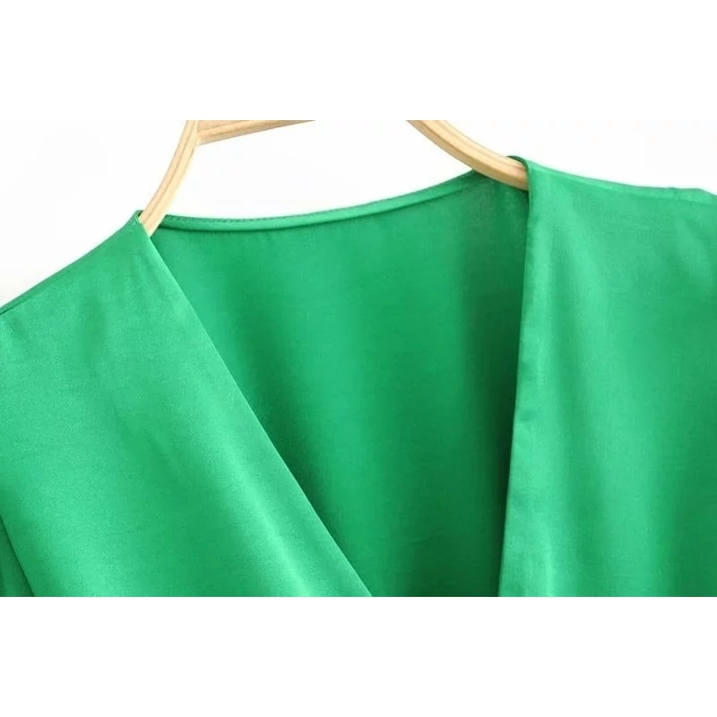 Withered england style solid shine satin vneck blusas mujer de moda kimono short shirt women womens tshirt tops plus size T200110