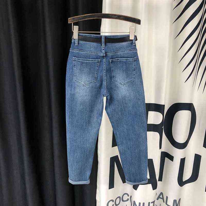 Women Denim Harem Pants Loose Casual Korean Mom Jean Boyfriend Jeans For Women mid Waist Plus Size 211112