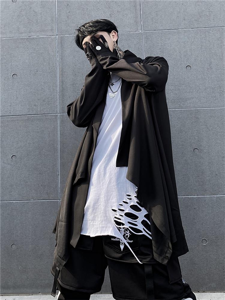 Men' Trench Coats Black Irregular Niche Design In The Long Personality Contracted Cloak Large Size Windbreaker Coat
Men' Trench Coats Black Irregular Niche Design In The Long Personality Contracted Cloak Large Size Windbreaker Coat
