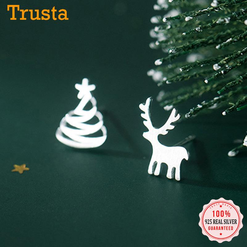 Stud TrustDavis Real 925 Sterling Silver Sweet Asymmetric Christmas Tree Fawn Earrings For Women Wedding Fine Jewelry DA01-5
Stud TrustDavis Real 925 Sterling Silver Sweet Asymmetric Christmas Tree Fawn Earrings For Women Wedding Fine Jewelry DA01-5