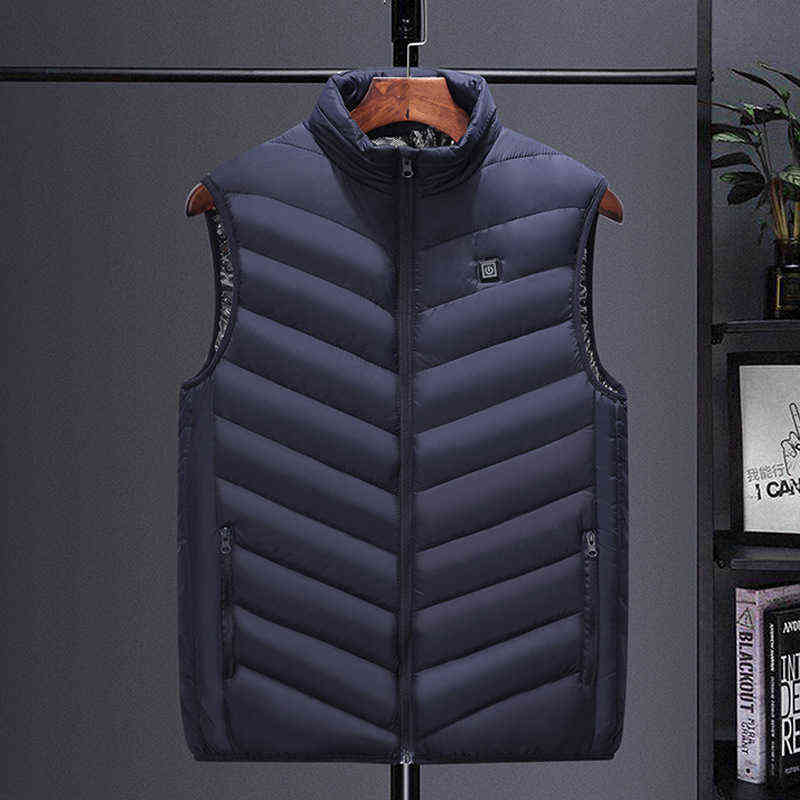 Men Vest Cotton In Autumn and Winter Graphene Electric Heating Waistcoat USB Safety Intelligent Constant Temperature Clothing 211111