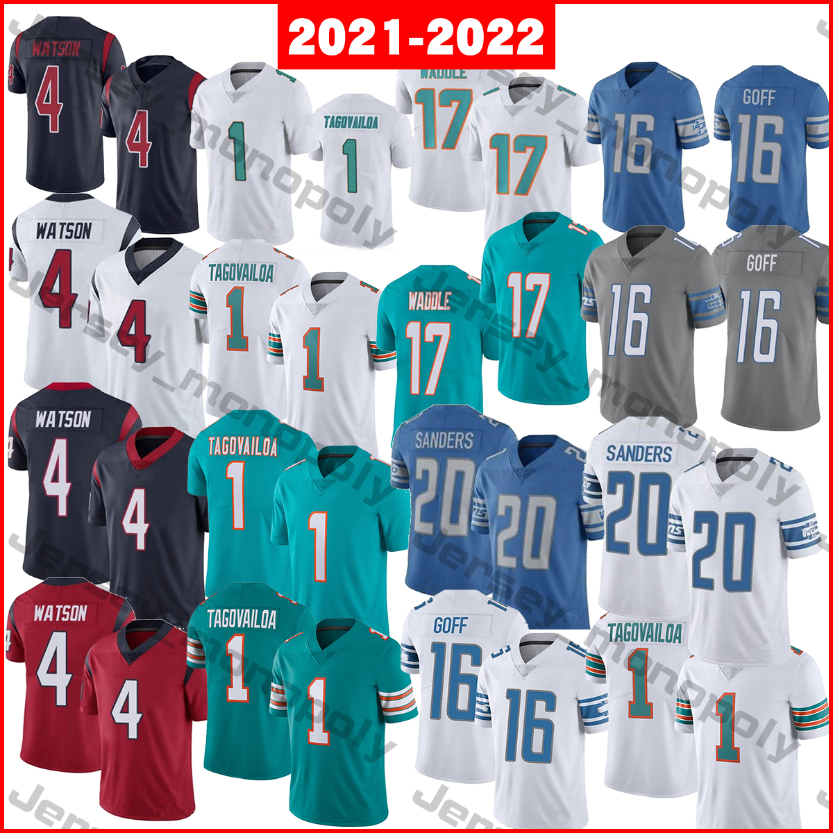 2021-2022 Football Jerseys 1 Tua Tagovailoa 17 Jaylen Waddle 4 Deshaun Watson 16 Jared Goff 20 Barry Sanders, Black;red
2021-2022 Football Jerseys 1 Tua Tagovailoa 17 Jaylen Waddle 4 Deshaun Watson 16 Jared Goff 20 Barry Sanders, Black;red