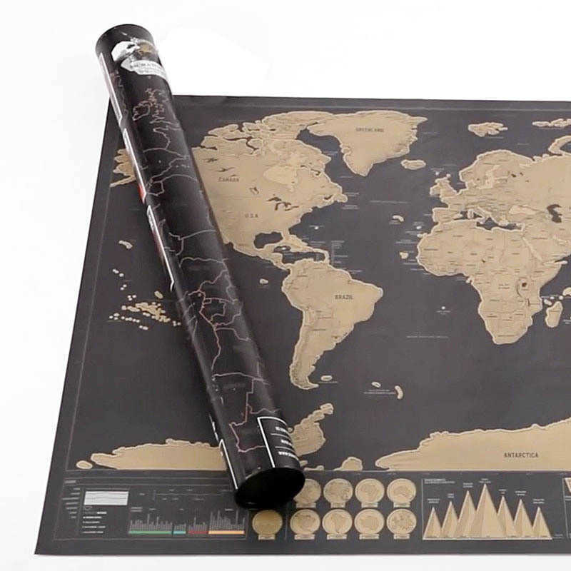 Deluxe Erase World Travel Map Scratch Off For Room Home Office Decoration Wall Stickers 210726