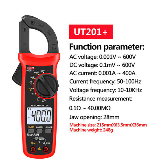 FreeShipping UNI-T UT201+/UT202+/UT203+/UT204+/UT202A+ 400-600A digital clamp meter automatic range true RMS high precision multimeter
FreeShipping UNI-T UT201+/UT202+/UT203+/UT204+/UT202A+ 400-600A digital clamp meter automatic range true RMS high precision multimeter