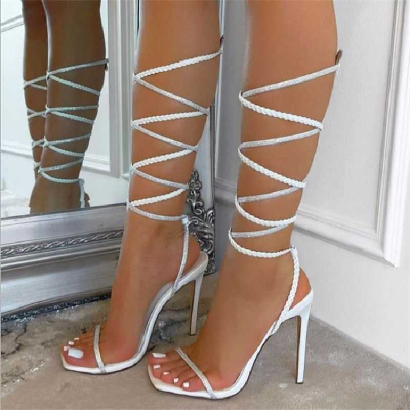 Women's Sandals 2021 Summer New Large Size High-heeled Rhinestone Winding Straps Women's Stiletto Sandals Fashion Lady Shoes Y0721, White
Women's Sandals 2021 Summer New Large Size High-heeled Rhinestone Winding Straps Women's Stiletto Sandals Fashion Lady Shoes Y0721, White