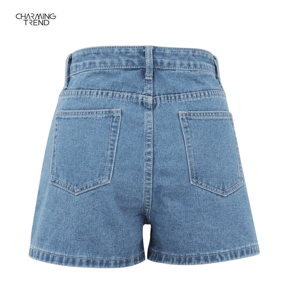 Fashion Denim Shorts Slim Vintage High Waist Women's Female Casual Summer 210611