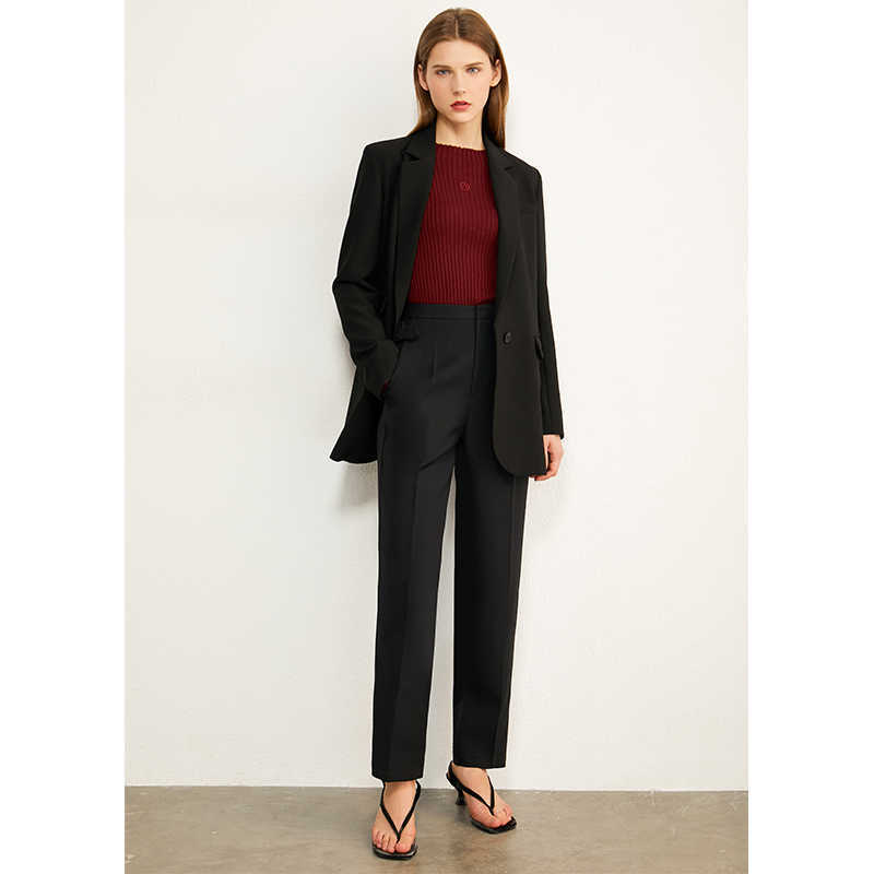 Minimalism Autumn Women's Pants Causal Olstyle High Waist Solid Straight Women Ankel-length Female 12070292 210527