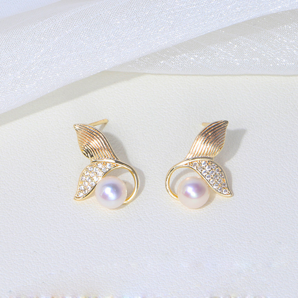 S925 Pearl Stud Earring 18K Real Gold Plated Prevent Allergy Earrings for Women Gril Gift Freshwater Natural Pearls