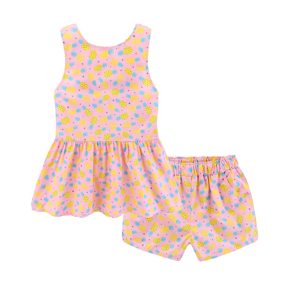 Mudkingdom Backless Fruit Girls Short Set Watermelon Pineapple Strawberry Fruity Outfits Summer Clothes Suit Cute Novelty 210615