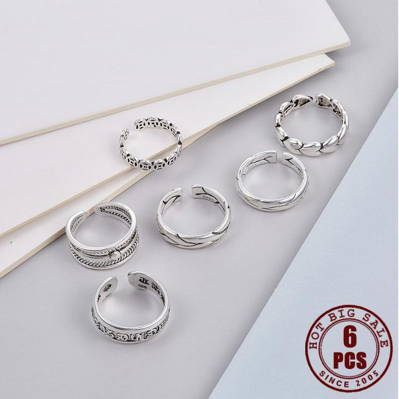 Cluster Rings 6 Pcs Silver Vintage Ring For Women Classic Simple Opening Men Personlity Fashion Jewelry Accessories Finger Gift, Golden;silver
Cluster Rings 6 Pcs Silver Vintage Ring For Women Classic Simple Opening Men Personlity Fashion Jewelry Accessories Finger Gift, Golden;silver