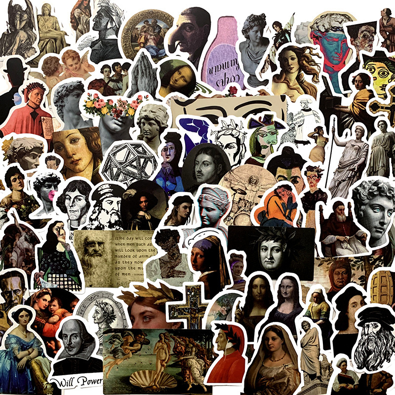 100PCS/Set Car Retro Roman Artist Stickers Famous Sculpture Decals Decoration For Skateboard Helmet Motorcycle Gifts Kids Water Cup Phone PC DIY Water