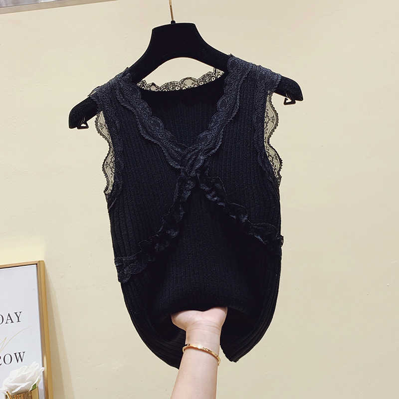 Sleeveless Solid Blouse Summer Spring Casual V-neck Thin Knitted Vest Women's Shirt Fashion Loose Ladies Tops Blusas 13637 210528wtt