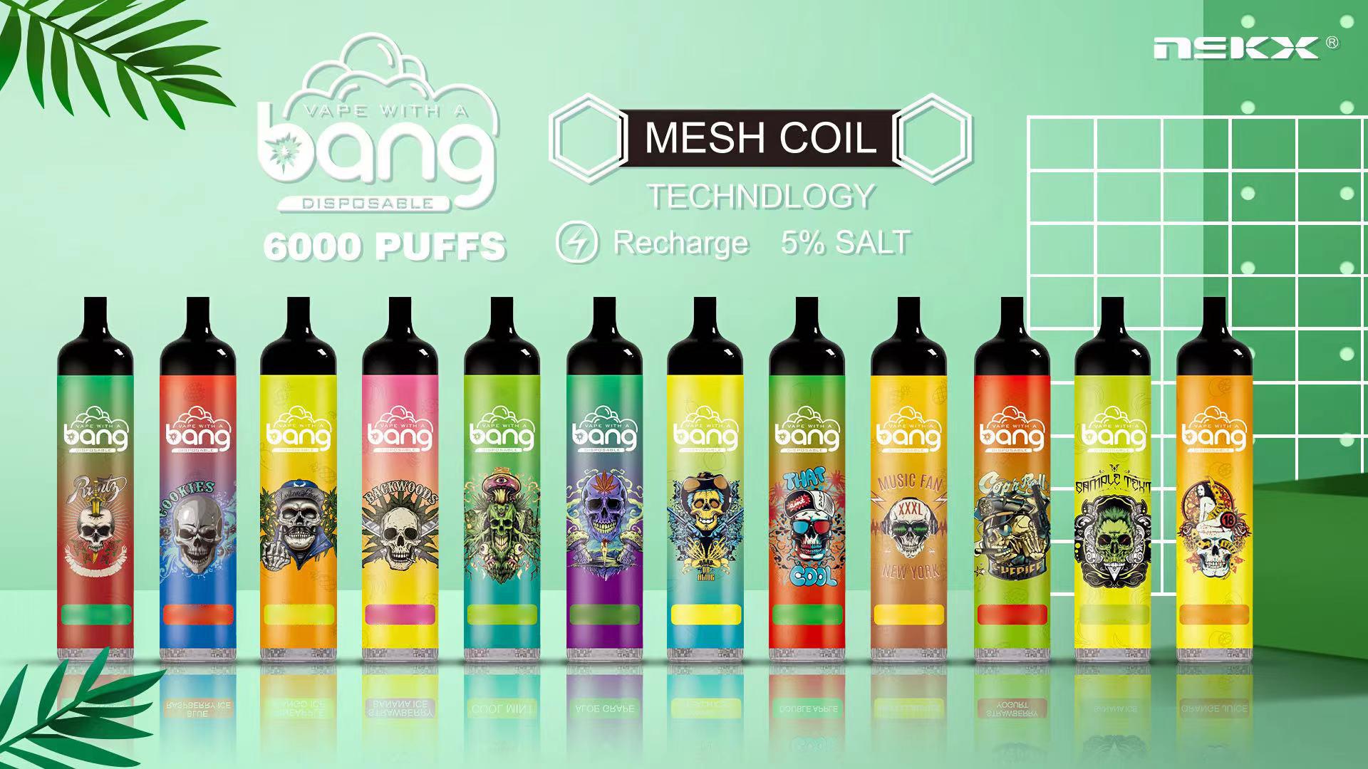 Original Bang Mesh Coil 6000 Puffs Disposable E cigarettes Vape Pen 14ml Pre-filled Pods Cartridge 850mAh Rechargeable Battery Vaporizers xxl flow puff cake
Original Bang Mesh Coil 6000 Puffs Disposable E cigarettes Vape Pen 14ml Pre-filled Pods Cartridge 850mAh Rechargeable Battery Vaporizers xxl flow puff cake