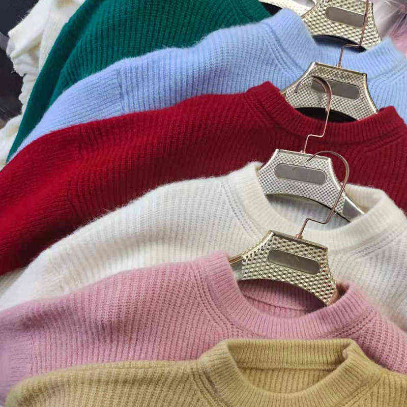 Soft Knitted Cashmere Women Sweaters Winter Loose Solid Thick Female Pullovers Warm Basic Ladies Knitwear Jumper 211123wtt