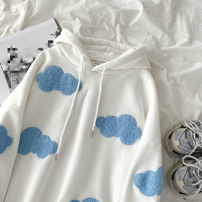 Ezgaga Harajuku Hoodies Women Casual Preppy Style Sky Clouds Embroidery Sweatshirt Loose Long Sleeve Pullover Streetwear Female 201204