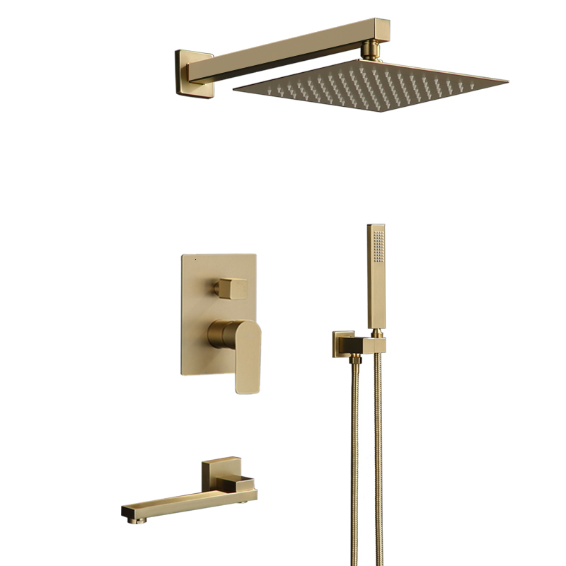 2021 New Bathroom Set Brushed Gold Square Rainfall Faucet or Ceiling Wall Mounted Mixer 8-12" Shower Head 9lat
2021 New Bathroom Set Brushed Gold Square Rainfall Faucet or Ceiling Wall Mounted Mixer 8-12" Shower Head 9lat