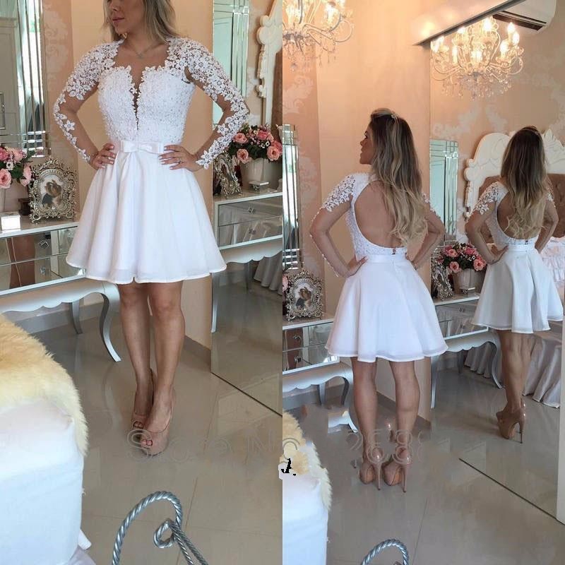 White Short Cocktail Homecoming Dresses Vestido De Festa Curto Lace Long Sleeve Pearls Appliques Dress Bow Belt Graduation Prom Gowns
White Short Cocktail Homecoming Dresses Vestido De Festa Curto Lace Long Sleeve Pearls Appliques Dress Bow Belt Graduation Prom Gowns