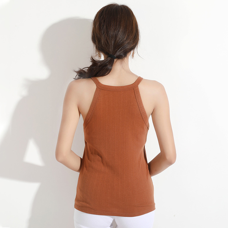 Tank Top Women Summer O-Neck Sleeveless Padded Bra Camisole Ladies Sexy Casual Slim Solid Bralette Chest Pad Camis Vest 210316