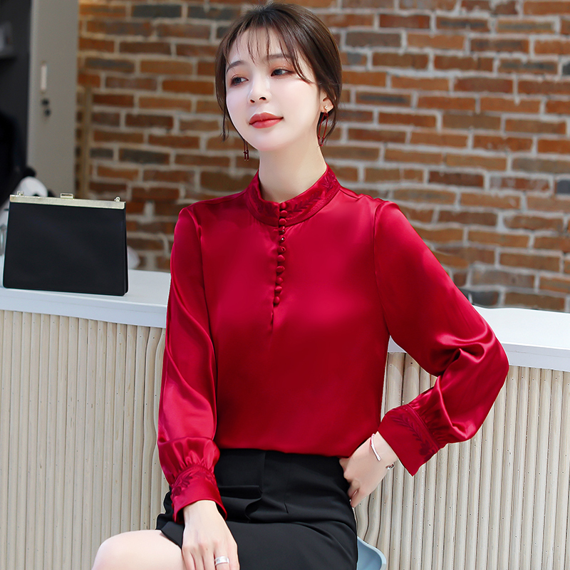 Korean Silk Women Blouses Women Satin Shirts Elegant Women Long Sleeve Blouse Shirt Plus Size Womens Tops and Blouses Harajuku 210225