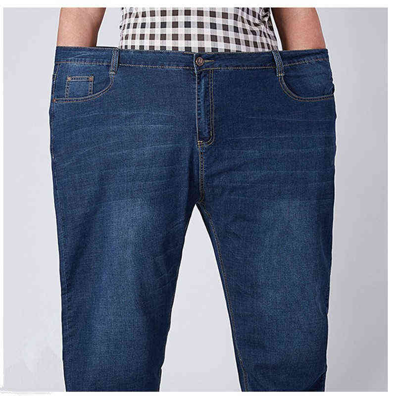 Classic Stretch Jeans Men Oversized Plus Size Big Denim Man Loose Stretch Pants 48 50 52 High Waisted Long Work Trousers Jean 211120