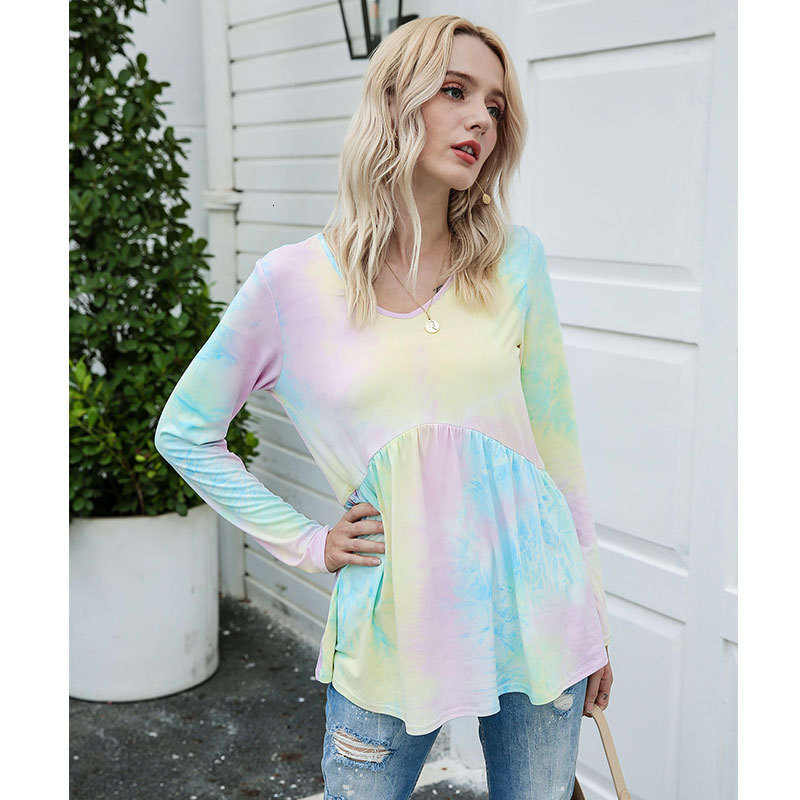 2021 New Style for Autumn and Winter Tie-dye Print Colorful Long Sleeve V-neck Loose Tops T-shirt Fashion Women Shirts Clothes R5b0, Pink blue green
2021 New Style for Autumn and Winter Tie-dye Print Colorful Long Sleeve V-neck Loose Tops T-shirt Fashion Women Shirts Clothes R5b0, Pink blue green