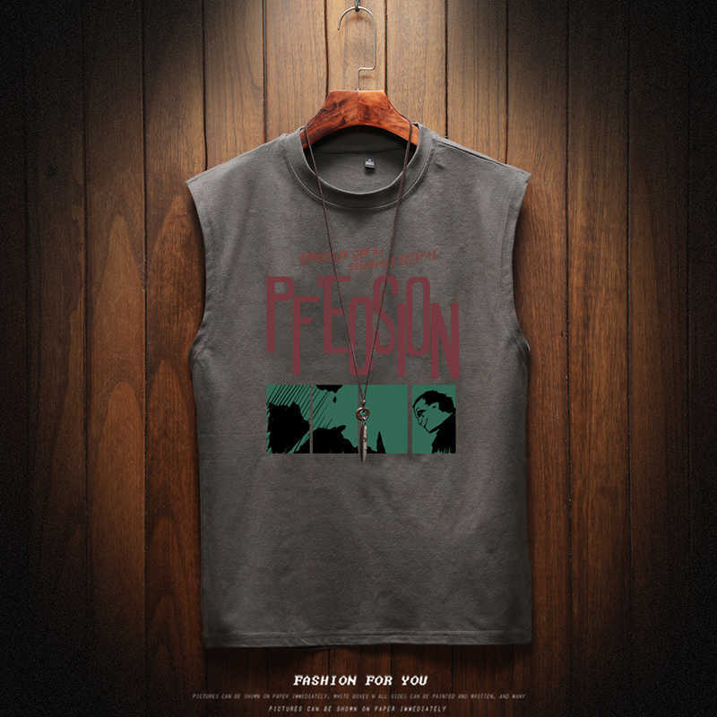 Summer Men's Sleeveless T Shirt Fashion Letter O Neck Mens Clothing rend Casual op ees Men M-5XL 210629