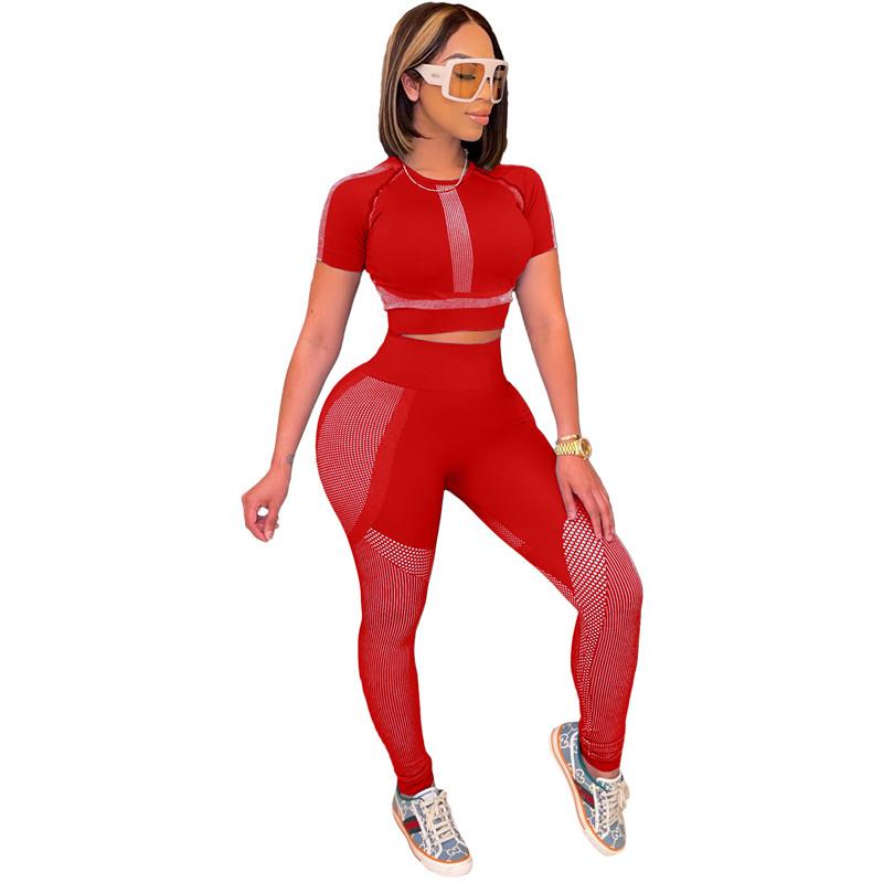 Women's Two Piece Pants Wholesale Items Bulk Lots Summer Sportswear Set Women Fashion Print Pantsuits T-shirt Outfits Clothing M6829