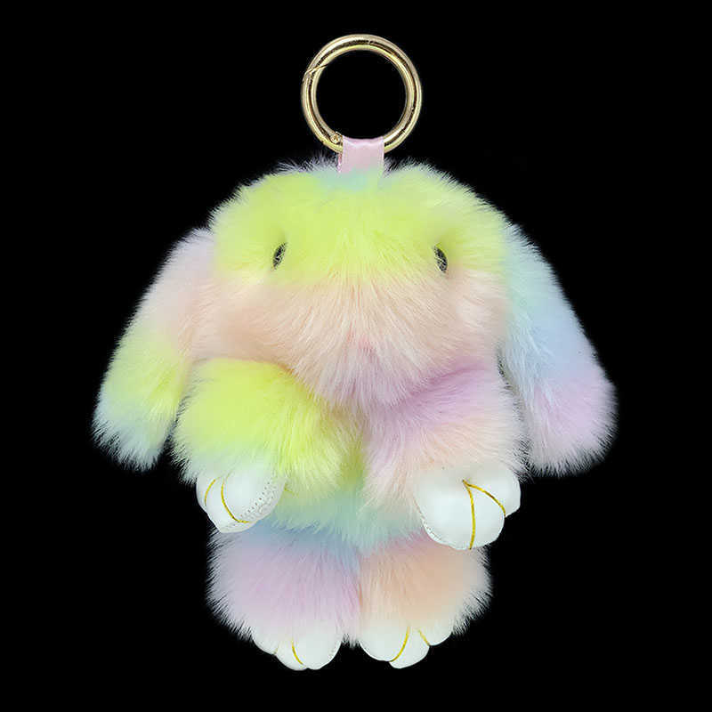New color plush rabbit doll keychain pendant girl bag car interior alloy hanging ring jewelry children plush small gift G1019