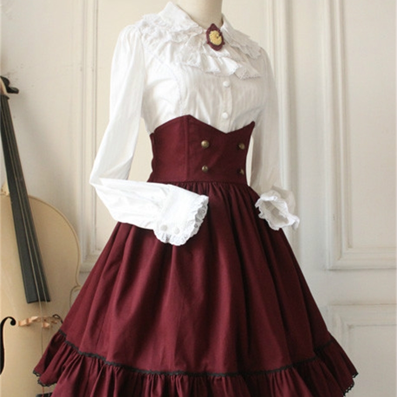 Gothic High Waist Womens Skirt Retro Style Short Skirt Plus Size Midi Skirt Custom Tailored 210306