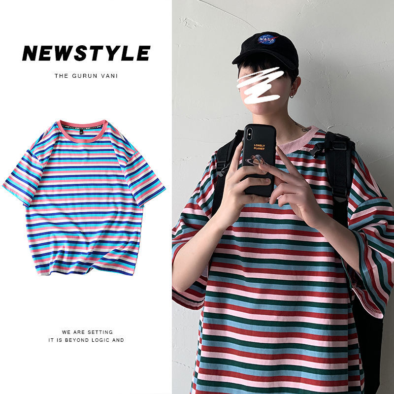 2021 New Summer Cotton Striped T-shirt Men's Fashion Casual O-neck t Shirt Men Streetwear Korean Loose Short-sleeved Tshirt Mens S- Fn7q, Red
2021 New Summer Cotton Striped T-shirt Men's Fashion Casual O-neck t Shirt Men Streetwear Korean Loose Short-sleeved Tshirt Mens S- Fn7q, Red