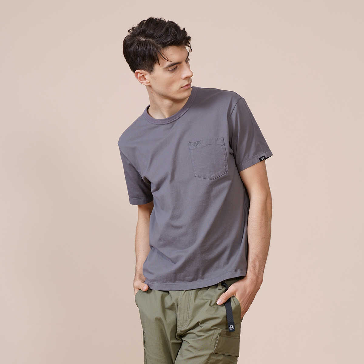 Summer Solid Color T-shirt Men 100% Cotton Letter Embroidery Chest Pockets Tops Plus Size Comfortable Tshirt 210707