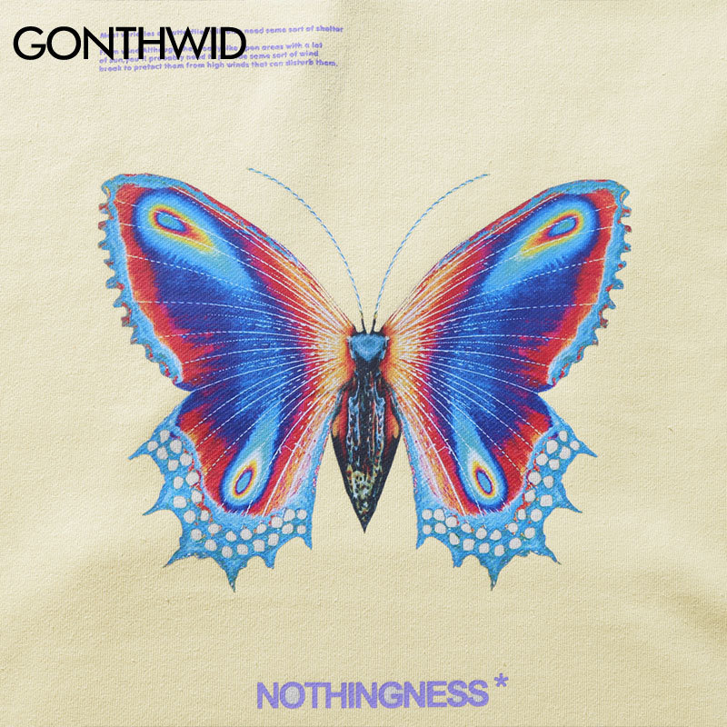 GONTHWID Colorful Butterfly Effect Print Hooded Sweatshirts Hoodies Streetwear Mens Hip Hop Fashion Casual Pullover Hoodie Tops 201020
