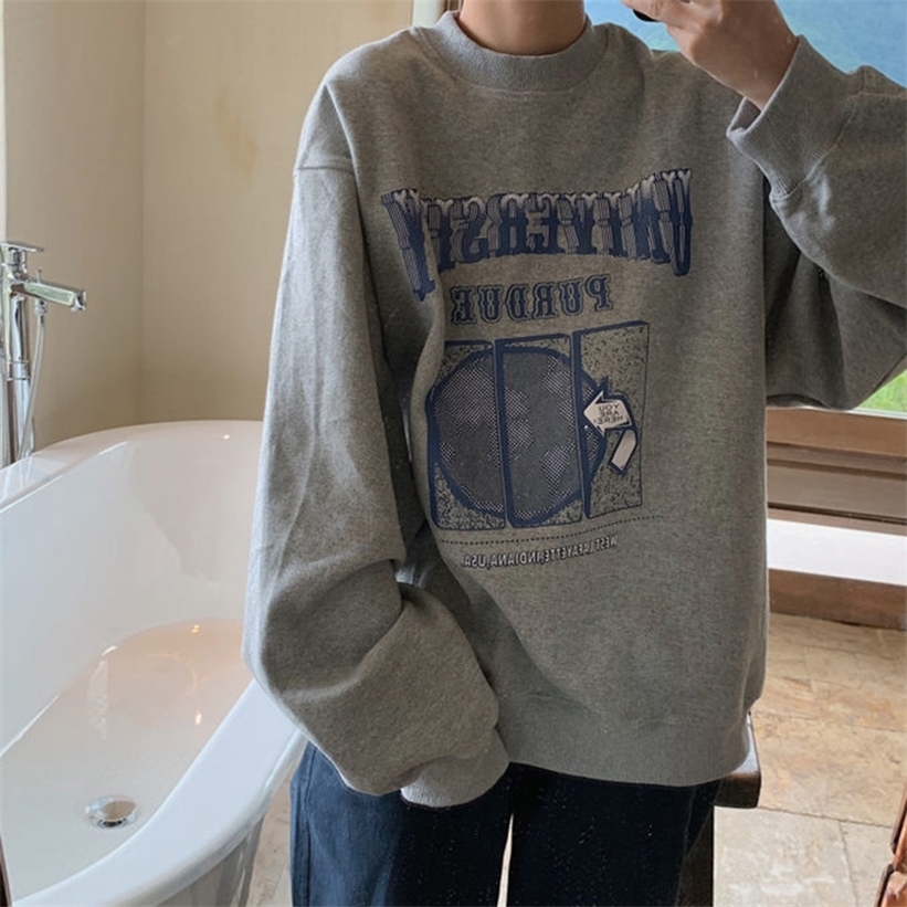 Cool Oversized Hoodies Women Printed Chic Harajuku women's tops clothes Streetwear Loose Casual Pullover O-Neck Korean style 201212