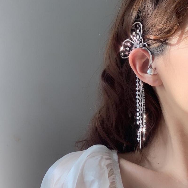 Dangle & Chandelier Single Fashion Elegant Butterfly Rhinestone Tassel Drop Earrings For Women Girls No Piercing Ear Clip Jewelry, Silver
Dangle & Chandelier Single Fashion Elegant Butterfly Rhinestone Tassel Drop Earrings For Women Girls No Piercing Ear Clip Jewelry, Silver