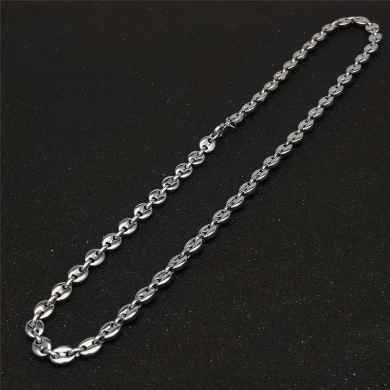 Coffee Bean Necklace and Bracelet Set High Quality Stainless Steel Mens Jewellry Two Colors Optional Hip Hop