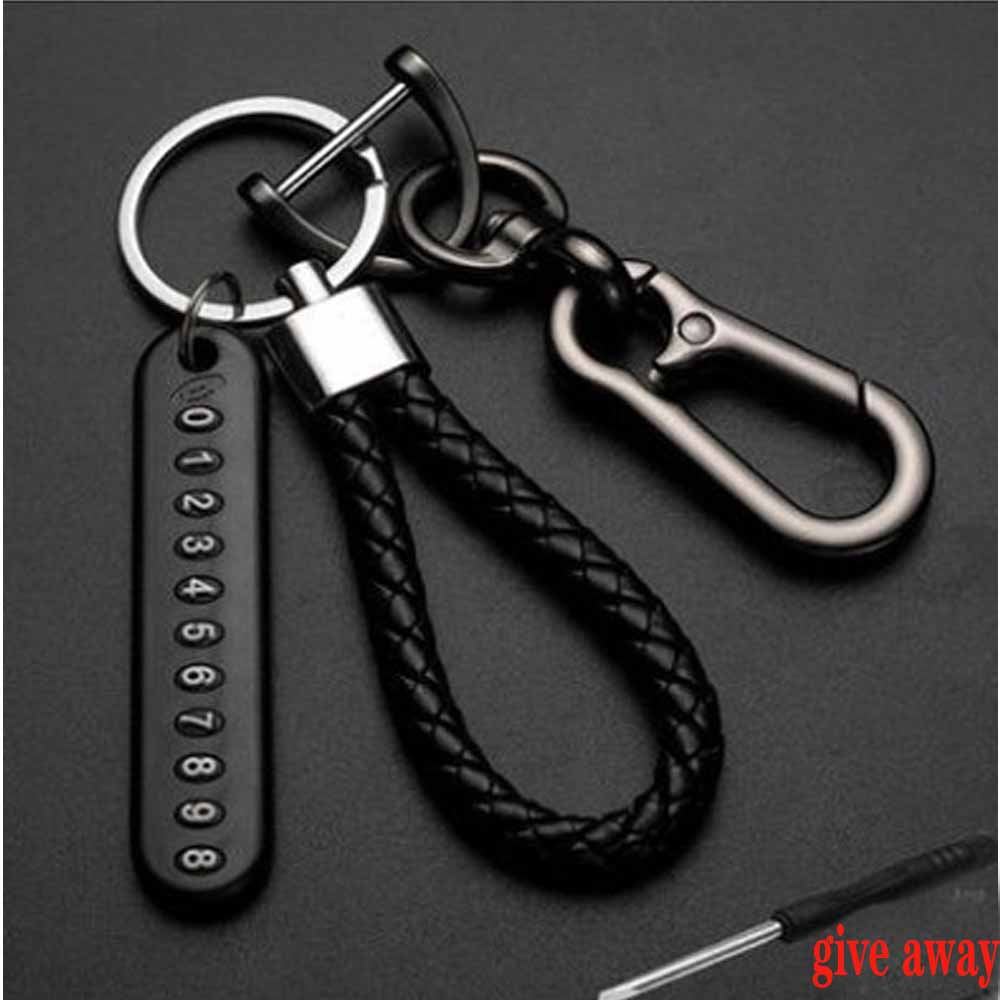 Pendant Keychain Gift for Husband High Car Key Ring Anti-Lost Number Plate Braided Rope Pendant Holder Punk Accessorie