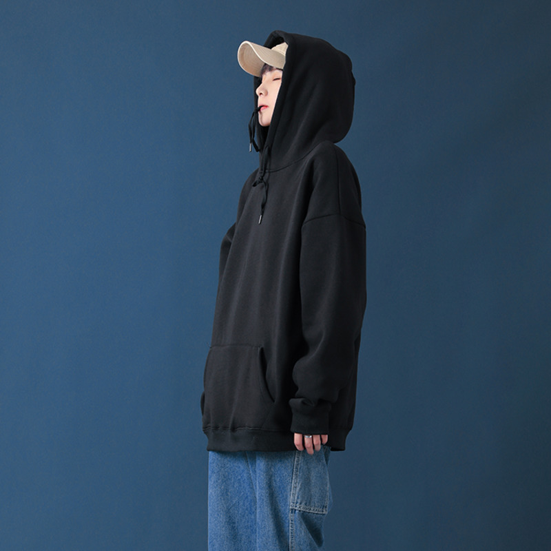Winter Oversize Hoodies Women Loose Pocket Hooded Thicken Warm Solid Color Hoodie Long Sleeve Sweatshirts Lady Plus size Tops 201212