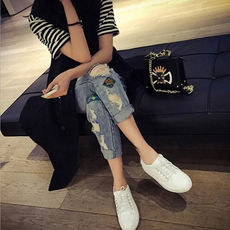 WITHZZ Ripped Jeans IG Recommended Women's Jeans Women Pants Overalls Vintage Female Torn Trousers Plus Size Pencil Pants 210222