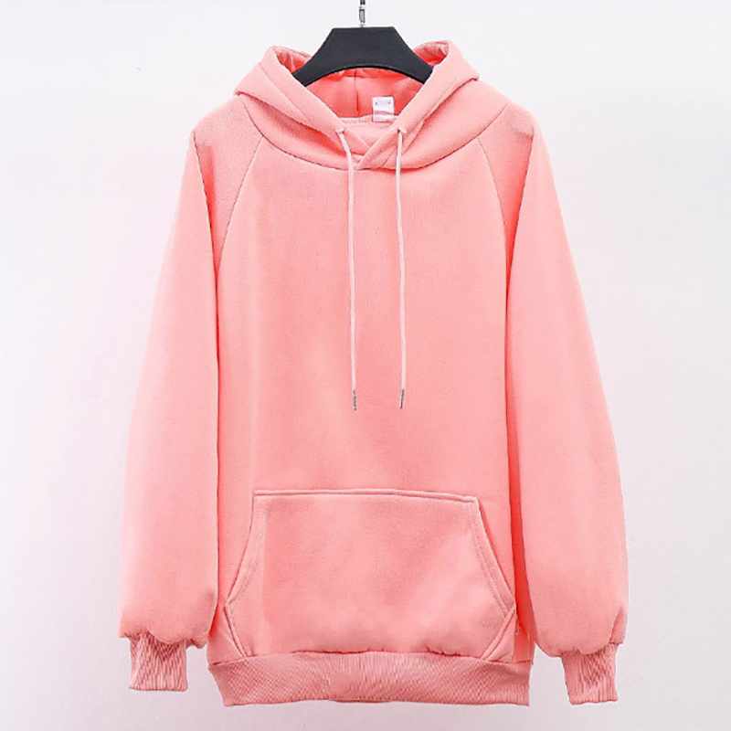 Hoodies Women Solid Color Oversize Sweatshirt Casual Thick Pocket Clothes Warm Autumn Winter Crewneck Hoodies Sweatshirts Women 201112