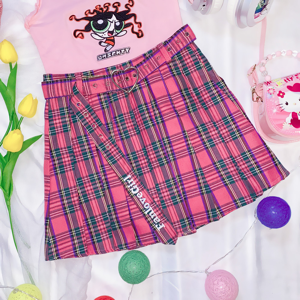 Harajuku style girl Millennium girl Tuku sweet pleated skirt short skirts 210306