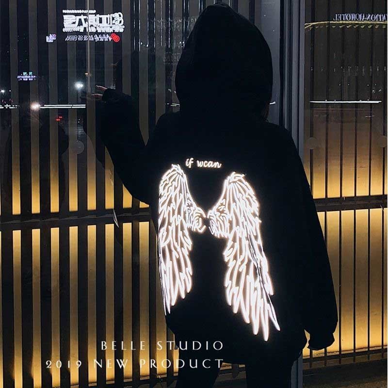 NiceMix The Angel On Your Back letter Printed Street Style Thick Unisex Hoodies Winter Warm Pullover Coat Women Punk Hoodies 201102