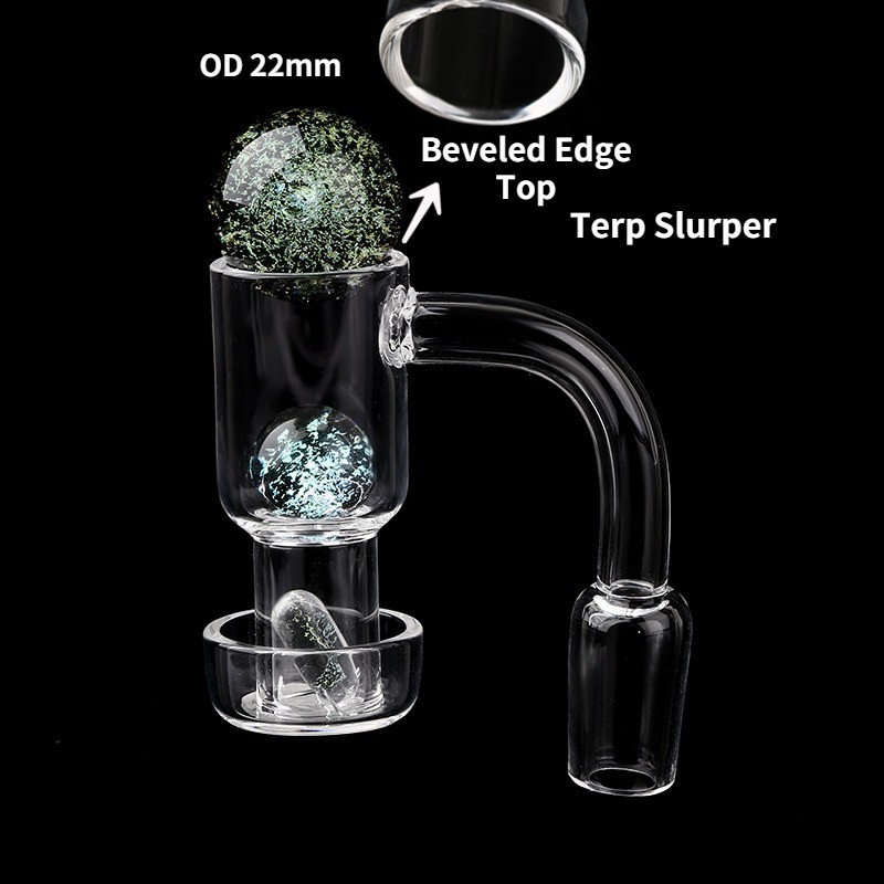 Smoking Set Perfect Weld Beveled Edge Top Terp Slurper OD22m 2mm thick with Glass Star 1 pill and 2 balls Male Female 10mm 14mm 18mm quartz banger for Hookahs Bongs
Smoking Set Perfect Weld Beveled Edge Top Terp Slurper OD22m 2mm thick with Glass Star 1 pill and 2 balls Male Female 10mm 14mm 18mm quartz banger for Hookahs Bongs