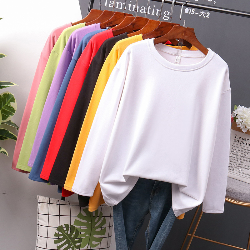 NEEDBO T shirt Women 100% Cotton Long Sleeve 4XL Oversize Sexy Casual t-shirt Women Korea Loose Full Tee Shirt Femme Tops 210310