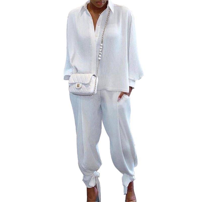 Two Piece Set Women'Suit Top Pants Tracksuits Casual Set Solid Long Sleeve T-Ahirt Loose Pants Ropa Mujer 210709, White
Two Piece Set Women'Suit Top Pants Tracksuits Casual Set Solid Long Sleeve T-Ahirt Loose Pants Ropa Mujer 210709, White