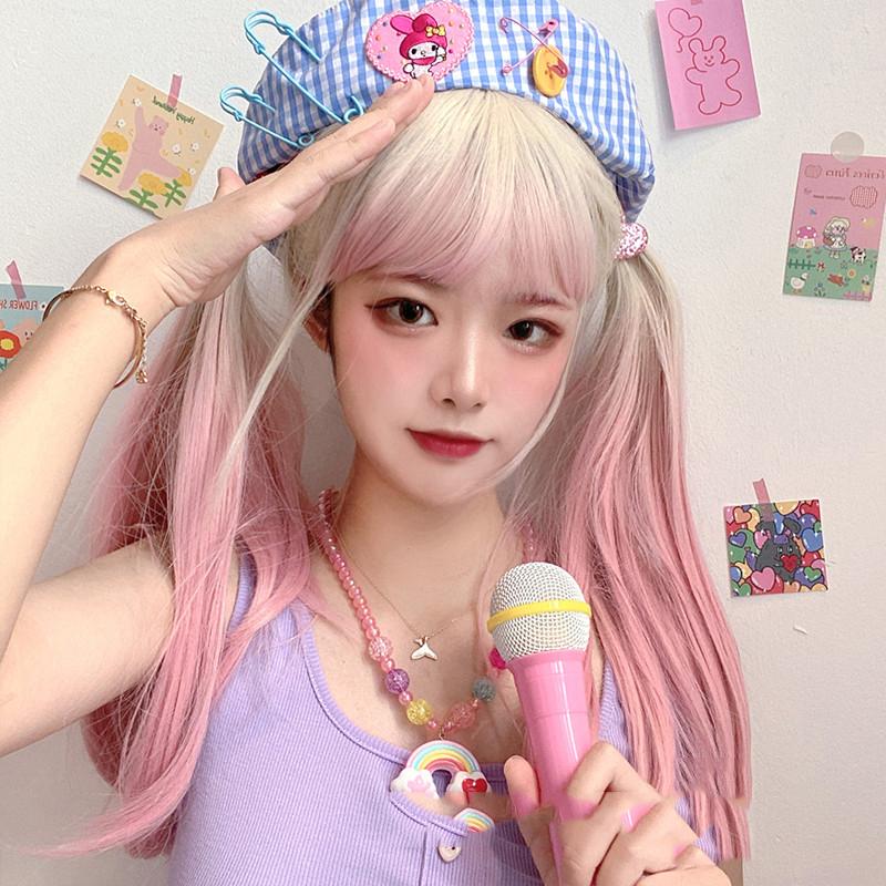 Synthetic Wigs LM Long Straight Wine Wig With Bangs Hair Bang For Women Red Heat Resistant