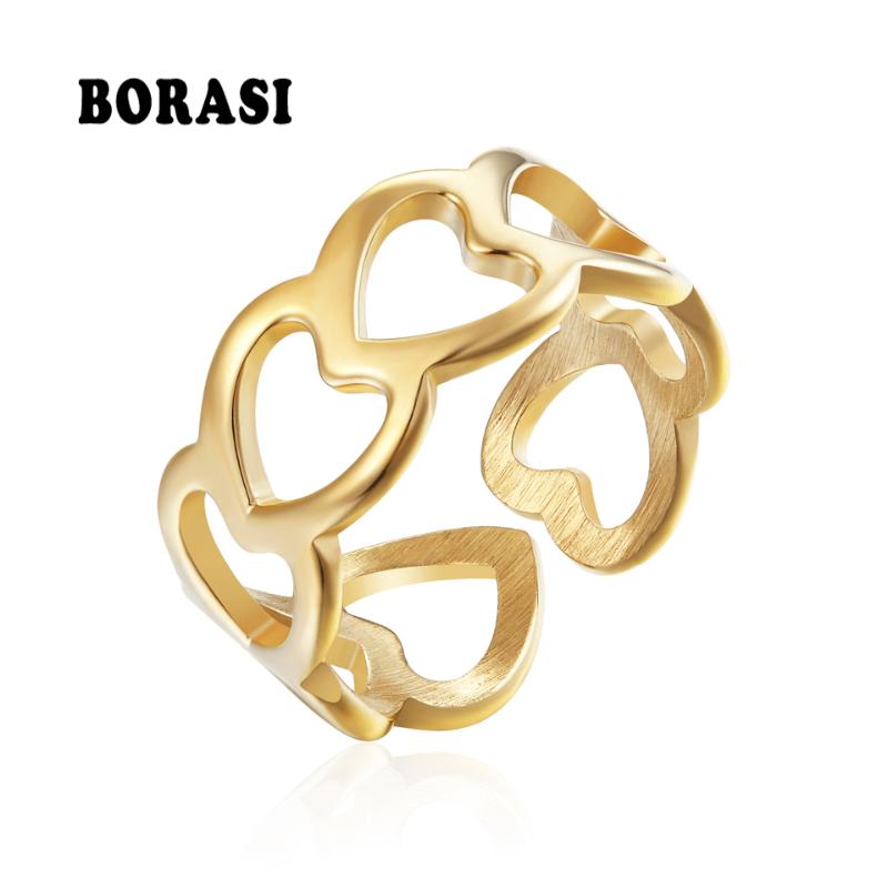 Wedding Rings BORASI Romantic Gold Color Heart To Ring Stainless Steel For Women Fashion Jewelry Engagement
Wedding Rings BORASI Romantic Gold Color Heart To Ring Stainless Steel For Women Fashion Jewelry Engagement