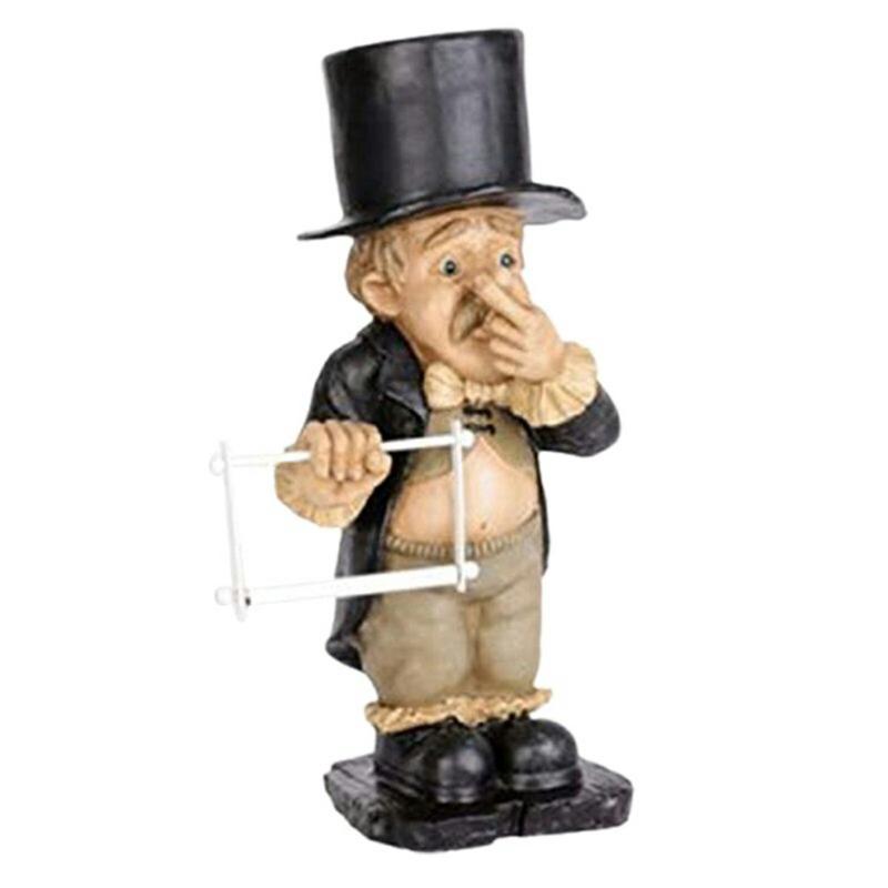 Garden Decorations Resin Butler Shape Tissue Stand Rack Sculpture Funny Creative Spoof Paper Holder Statue Cute Decorative For Toilet Decor