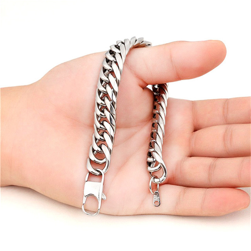 2021 New Arrival Sparkling Hip Hop Vintage Jewelry stainless steel High Quality Crude Women Lucky Promise Men Party Chain Bracelet Gift