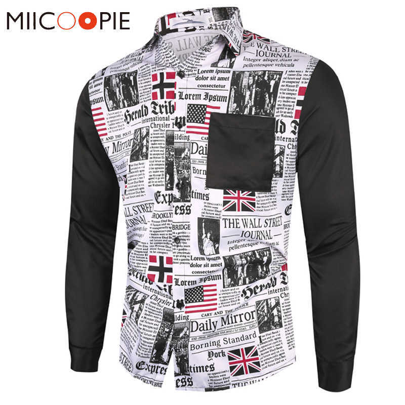 Korean fashion mens Harajuku shirts 2020 Vintage Newspaper Print long sleeve streetwear Chemise Homme Male Casual Dress Shirt X0611, C9922
Korean fashion mens Harajuku shirts 2020 Vintage Newspaper Print long sleeve streetwear Chemise Homme Male Casual Dress Shirt X0611, C9922